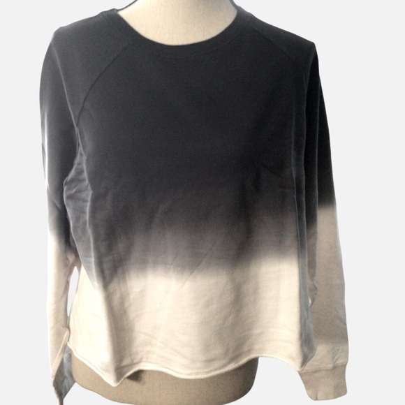 ❌DONATED❌Black French Terry Ombré Dip Dyed Raglan Sleeve Top - Picture 3 of 10